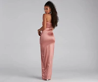 Norah Formal High Slit Satin Dress