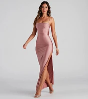 Ella Cowl Neck Satin Dress