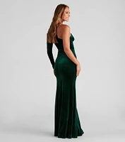 Cheyenne Formal One-Shoulder Velvet Dress