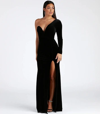 Cheyenne Formal One-Shoulder Velvet Dress