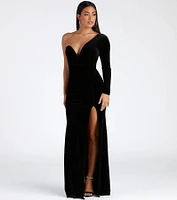 Cheyenne Formal One-Shoulder Velvet Dress