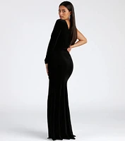 Cheyenne Formal One-Shoulder Velvet Dress