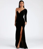 Cheyenne Formal One-Shoulder Velvet Dress