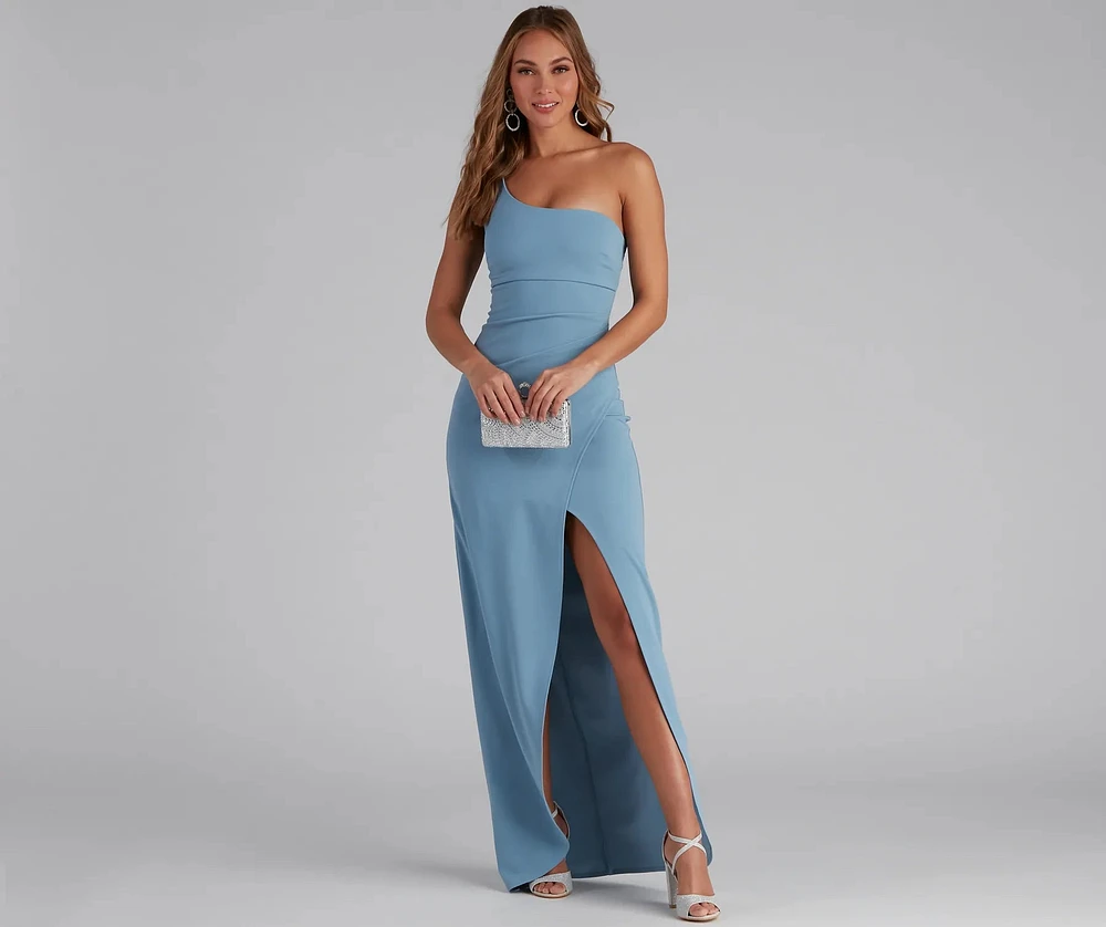 Iris One-Shoulder Crepe Dress
