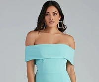Coralie Off Shoulder Front Slit Dress