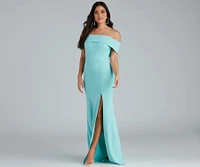 Coralie Off Shoulder Front Slit Dress