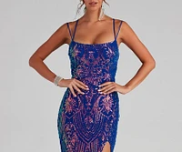 Polly Formal High Slit Sequin Dress