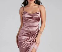 Annabelle Knit Satin Formal Dress
