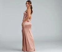 Brooklyn Satin Ruched Formal Dress