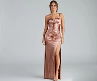 Brooklyn Satin Ruched Formal Dress
