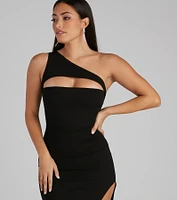 Mayven One-Shoulder Cutout Slit Formal Dress