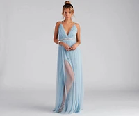 Estrella Lace Trim A-Line Formal Dress