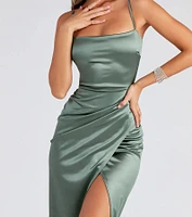 Mayra Formal Satin Slit Long Dress