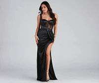 Lo Formal One-Shoulder Satin Corset Dress