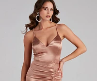Abigail Ruched Satin Mermaid Dress