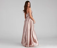 Lorella Satin Empire Lace Back Formal Dress