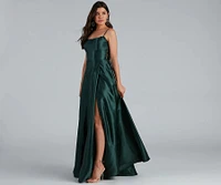 Lorella Satin Empire Lace Back Formal Dress