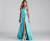 Lorella Satin Empire Lace Back Formal Dress