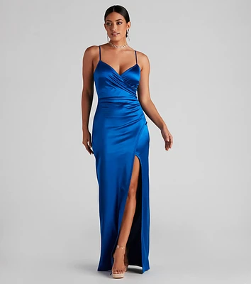 Jolina Wrap Skirt Satin Dress