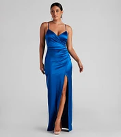 Jolina Wrap Skirt Satin Dress