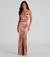 Jolina Wrap Skirt Satin Dress