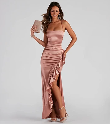 Jane Formal High Slit Satin Dress