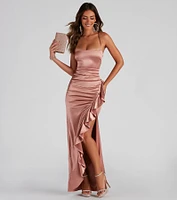 Jane Formal High Slit Satin Dress