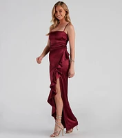 Jane Formal High Slit Satin Dress