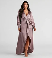 Kali Formal Satin Wrap Dress