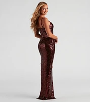 Lena High Slit Sequin Formal Dress