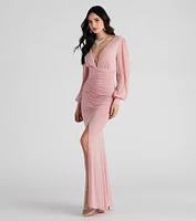 Piper High Slit Ruched Formal Dress