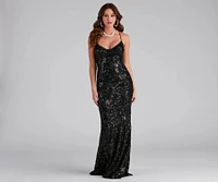 Marleigh Formal Sequin Scroll Dress