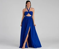 Sonia Formal Halter Cutout Chiffon Long Dress