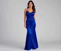 Nala Cowl Neck Satin Dress