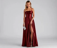 Lorella Satin Empire Lace Back Formal Dress