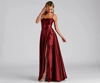 Lorella Satin Empire Lace Back Formal Dress