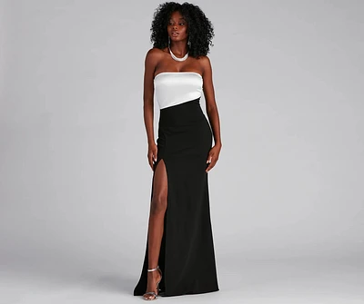 Vanessa Strapless Satin Crepe Formal Dress