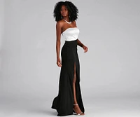 Vanessa Strapless Satin Crepe Formal Dress