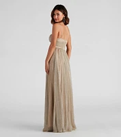 Adler Formal Metallic Sparkle A-Line Dress