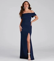Coralie Off Shoulder Front Slit Dress
