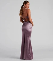 Marsha Formal Satin Tie Back Dress