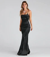 Hadley Formal Satin Lace Up Dress