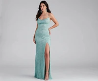 Doria Formal High Slit Glitter Dress