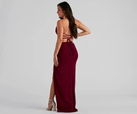 Ara Formal Lace Up Crepe Dress