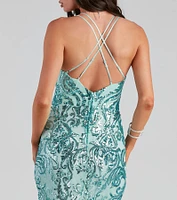 Aliyah Formal Sequin Lace Back Dress