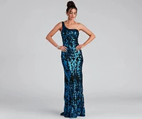 Layton Formal One Shoulder Sequin Dress