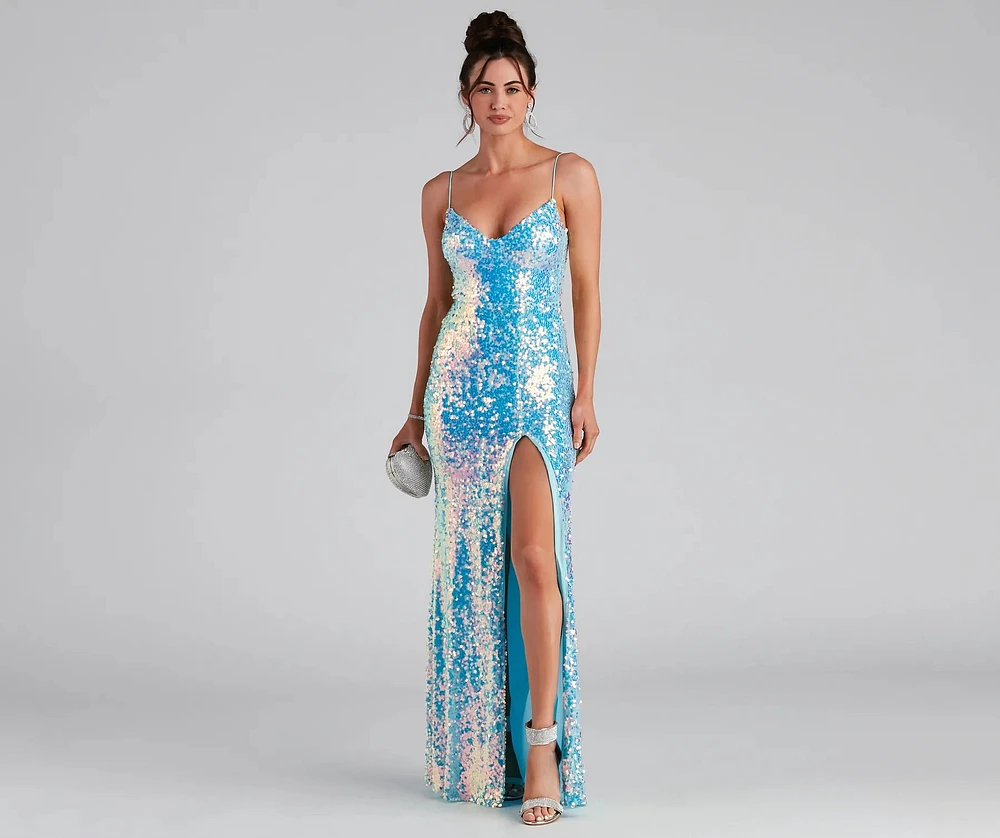 Skylar Sequin A-Line Formal Dress