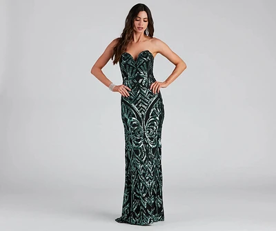 Cassy Formal Sequin Lace Up Dress