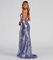 Lex Formal Sequin Open-Back Dress