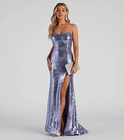 Lex Formal Sequin Open-Back Dress